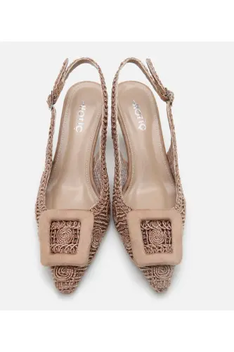 Women's Mink Patterned Open Back Heels-MINK - 5