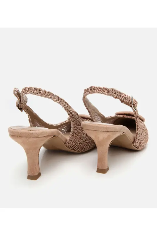 Women's Mink Patterned Open Back Heels-MINK - 6