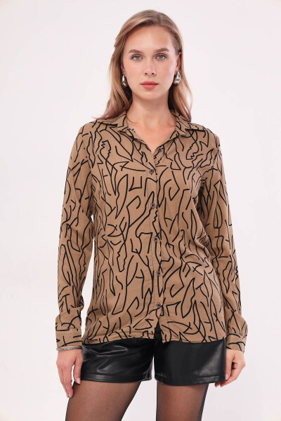 Women's Mink Stripe Pattern Long Sleeve Shirt ARM-20Y001002 - 4