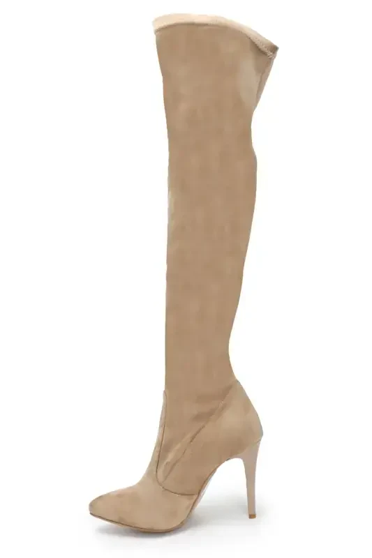 Women's Mink Suede Stretch Over-the-Knee Sock Boots-MINK SUEDE - OZ DOROTHY