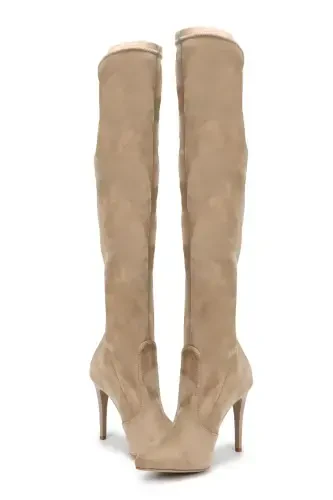 Women's Mink Suede Stretch Over-the-Knee Sock Boots-MINK SUEDE - 3