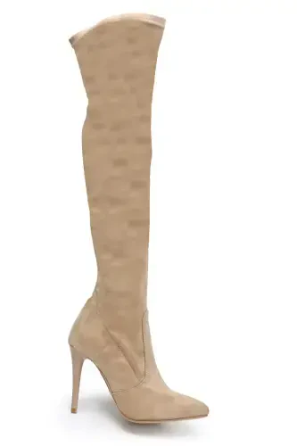 Women's Mink Suede Stretch Over-the-Knee Sock Boots-MINK SUEDE - 5