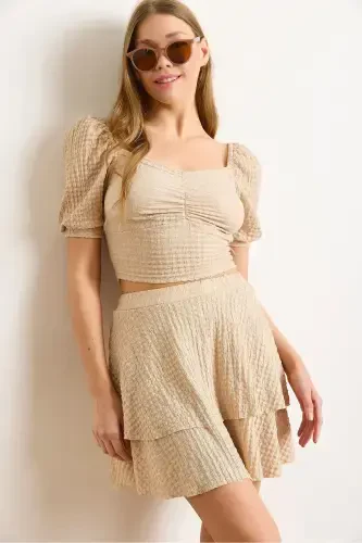 Women's Mink Textured Skirt Suit TKM-190004 - 1