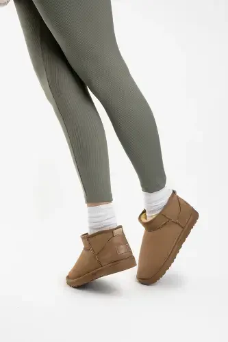 Women's Mink Ultra Mini Suede Boot Fur Lined Winter Sole Boot & Bootie-Mink - 4