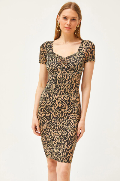 Women's Mink Zebra Robe Draped Crystal Viscose Dress ELB-19002061 - OLALOOK (1)