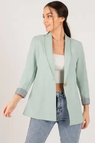 Women's Mint Arm Lined Single Buttoned Jacket ARM-22K001122-Mint - 1