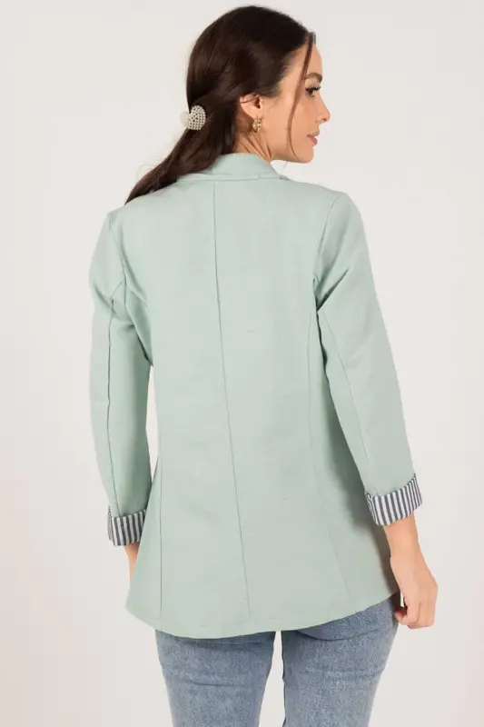 Women's Mint Arm Lined Single Buttoned Jacket ARM-22K001122-Mint - 3