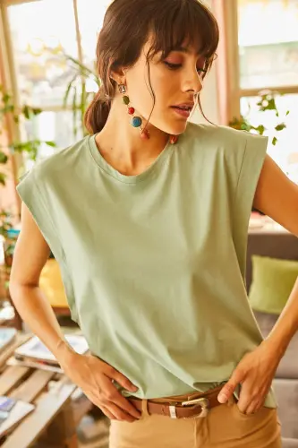 Women's Mint Armpit Detail Bat T-shirt TSH-19000330-MINT - 4