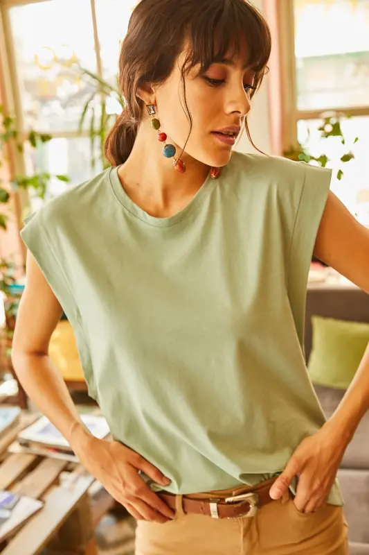 Women's Mint Armpit Detail Bat T-shirt TSH-19000330-MINT - 4