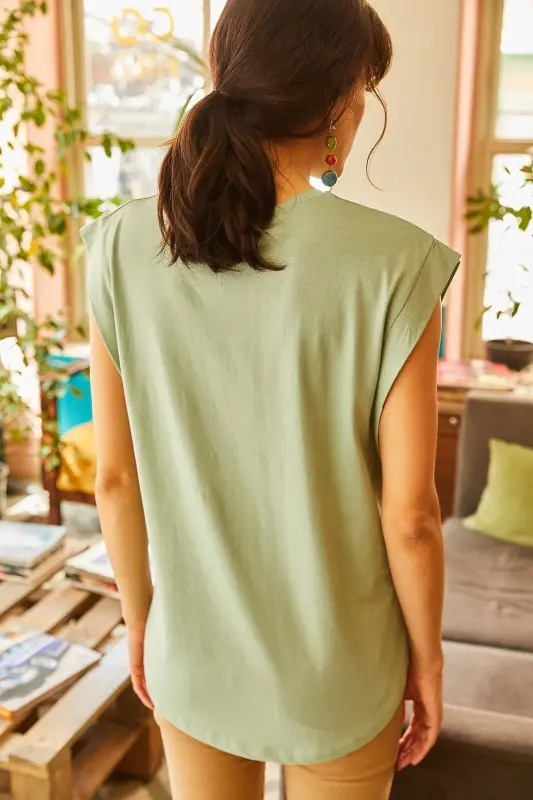 Women's Mint Armpit Detail Bat T-shirt TSH-19000330-MINT - 5