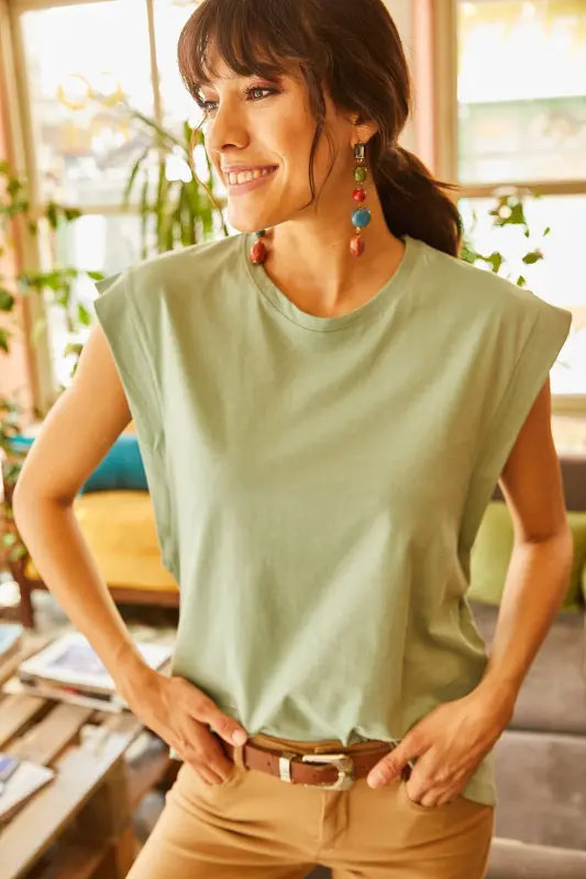 Women's Mint Armpit Detail Bat T-shirt TSH-19000330-MINT - 6