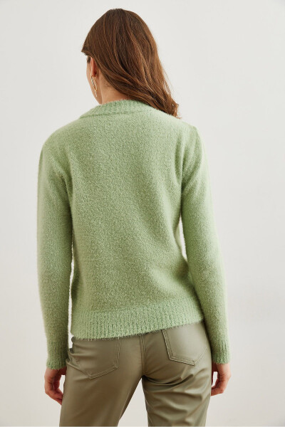 Women's Mint Green Cyclist Neck Soft Textured Pullover KZK-19000858 - 5