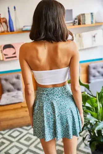 Women's Mint Green Shorts Ribbed Skirt ETK-1900017 - 5