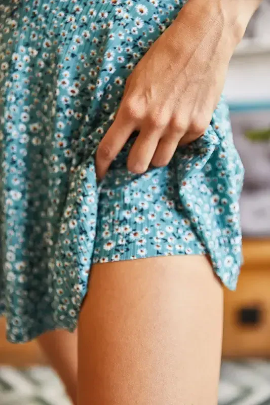 Women's Mint Green Shorts Ribbed Skirt ETK-1900017 - 6