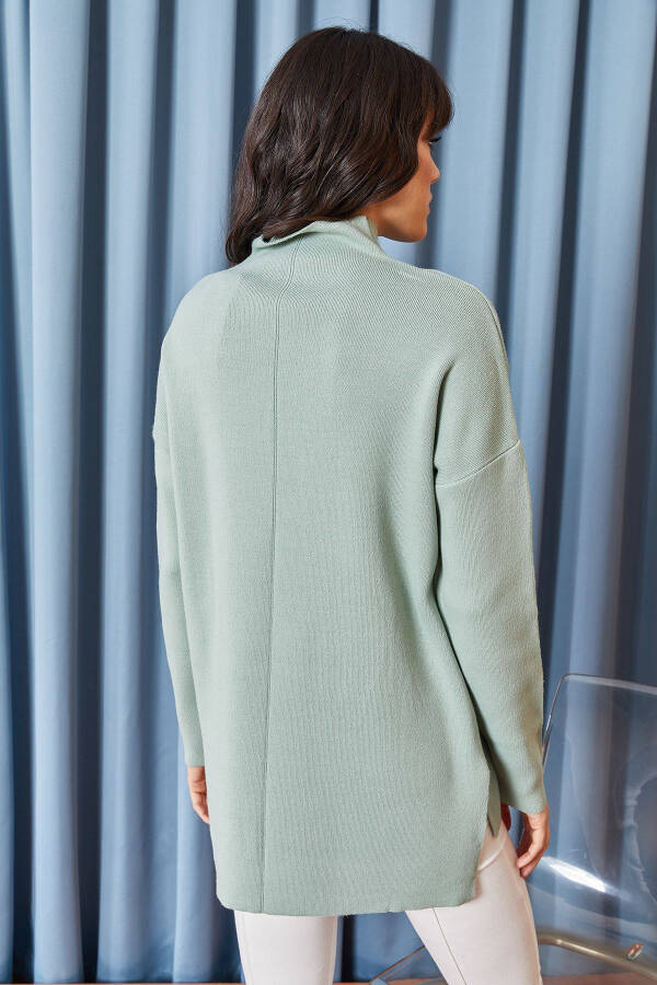 Women's Mint Green Stand Collar Thick Knit Sweater KZK-19000140 - 4