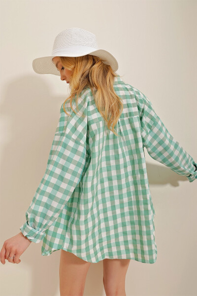 Women's Mint Plaid Shirt ALC-X10233 - 5
