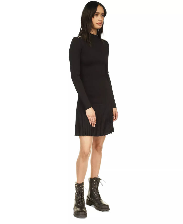 Women's Mock-Neck Long-Sleeve Dress Black - 3