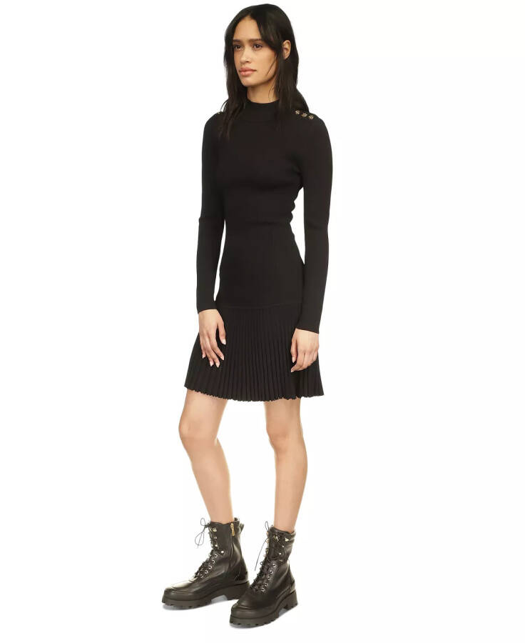 Women's Mock-Neck Long-Sleeve Dress Black - 4