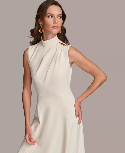 Women's Mock-Neck Sleeveless Midi Dress Cream - 5