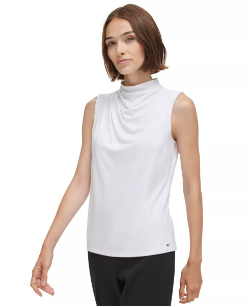 Women's Mock-Neck Sleeveless Top White - 3