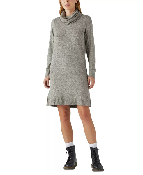 Women's Mock-Neck Sweater Dress - Cement - 1