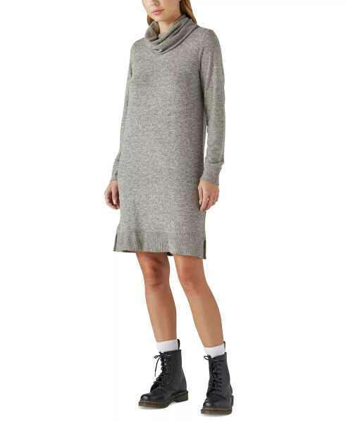 Women's Mock-Neck Sweater Dress - Cement - 3