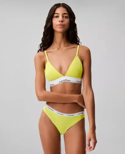 Women's Modern Cotton Lightly Lined Triangle Bralette- QF5650 - Kewl Lime 