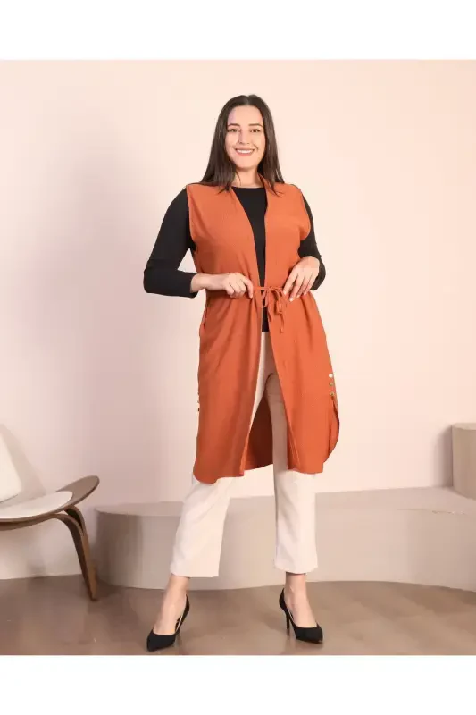 Women's Modest Clothing Plus Size Summer Mother Vest Brown-Brown - 3