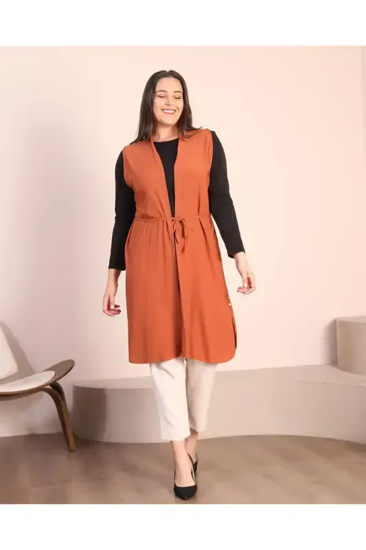 Women's Modest Clothing Plus Size Summer Mother Vest Brown-Brown - 7