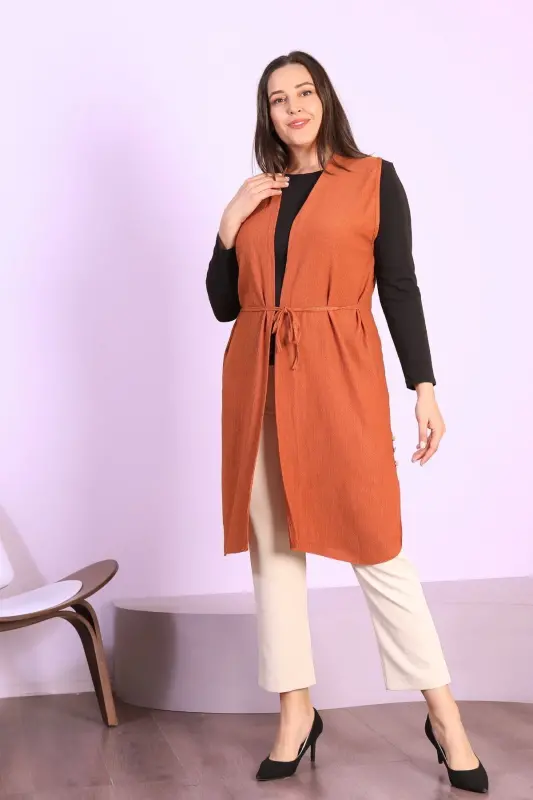 Women's Modest Clothing Plus Size Summer Mother Vest Brown-Brown - 1