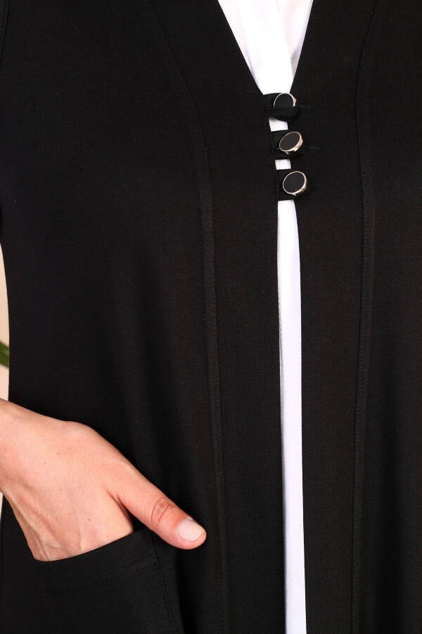 Women's Modest Clothing Summer Lycra Vest Plus Size Buttoned Vest Black - 3