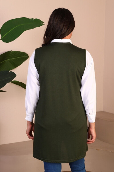 Women's Modest Clothing Summer Lycra Vest Plus Size Buttoned Vest Khaki - 7