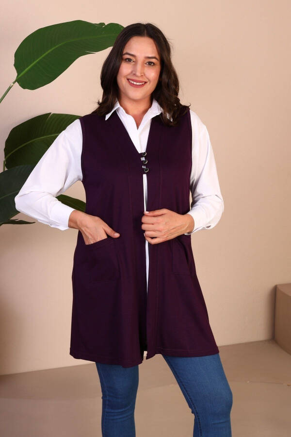 Women's Modest Clothing Summer Lycra Vest Plus Size Buttoned Vest Purple - 12