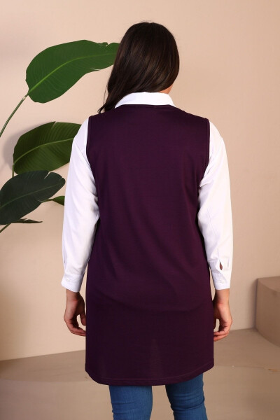 Women's Modest Clothing Summer Lycra Vest Plus Size Buttoned Vest Purple - 15