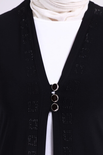 Women's Modest Lycra Buttoned Long Maternity Vest Black - 12