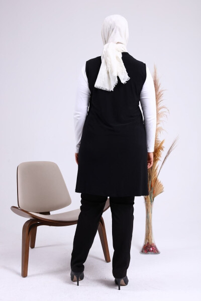 Women's Modest Lycra Buttoned Long Maternity Vest Black - 23