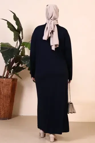 Women's Modest One Piece Zippered Prayer Dress Navy Blue-Navy Blue - 7