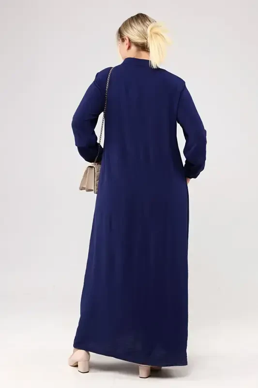 Women's Modest Wear Zippered Aerobin Navy Blue-Navy Blue - 7