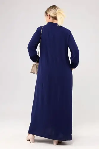 Women's Modest Wear Zippered Aerobin Navy Blue-Navy Blue - 7