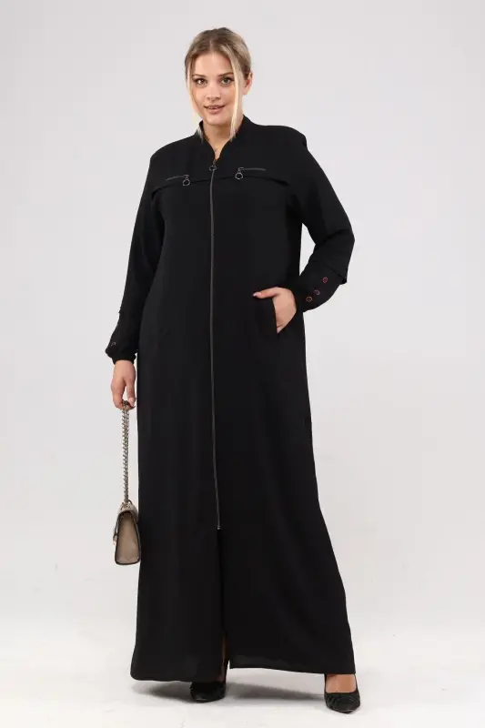 Women's Modest Zip-Up Ayrobin Black - 6