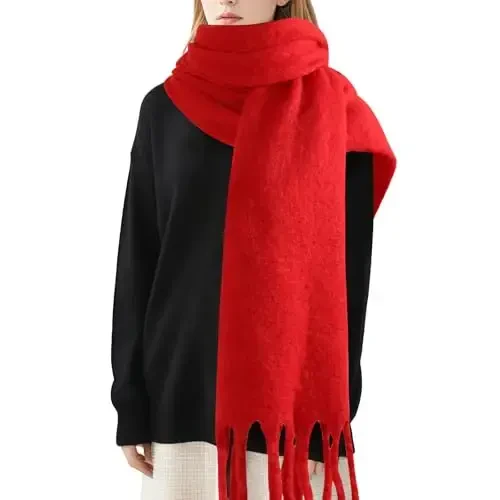 Women's Mohair Winter Scarf Pure Color, Warm Winter Scarf for Women and Men, Soft Luxurious CasModazoneere Feel Scarfs - MODAZONE