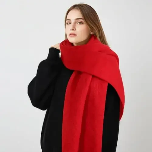 Women's Mohair Winter Scarf Pure Color, Warm Winter Scarf for Women and Men, Soft Luxurious CasModazoneere Feel Scarfs - 3