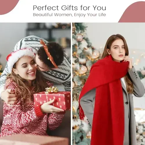 Women's Mohair Winter Scarf Pure Color, Warm Winter Scarf for Women and Men, Soft Luxurious CasModazoneere Feel Scarfs - 6