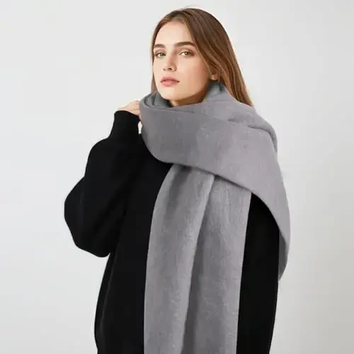 Women's Mohair Winter Scarf Pure Color, Warm Winter Scarf for Women and Men, Soft Luxurious CasModazoneere Feel Scarfs - 3