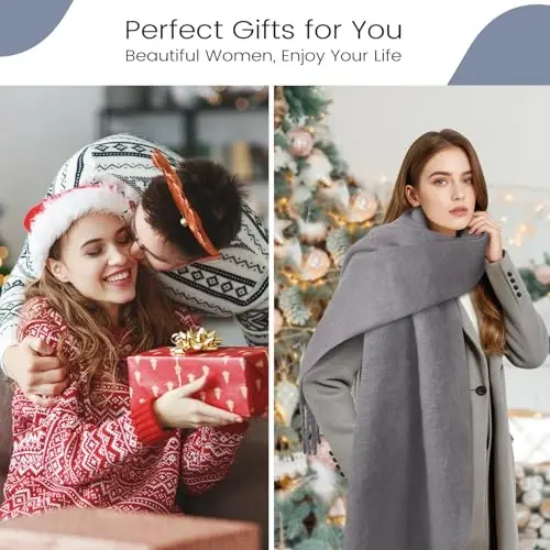Women's Mohair Winter Scarf Pure Color, Warm Winter Scarf for Women and Men, Soft Luxurious CasModazoneere Feel Scarfs - 6
