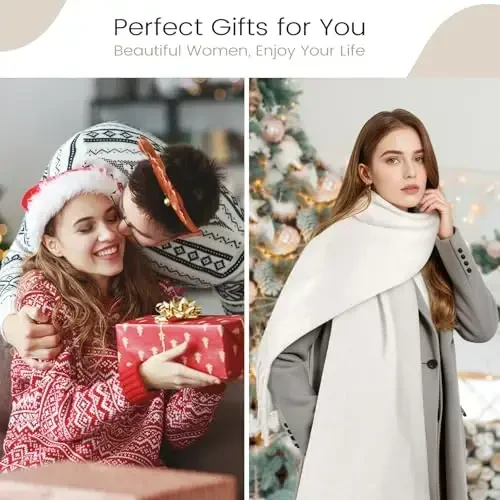 Women's Mohair Winter Scarf Pure Color, Warm Winter Scarf for Women and Men, Soft Luxurious CasModazoneere Feel Scarfs - 5