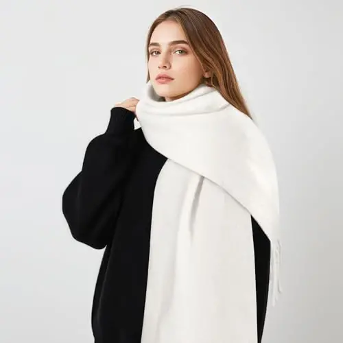 Women's Mohair Winter Scarf Pure Color, Warm Winter Scarf for Women and Men, Soft Luxurious CasModazoneere Feel Scarfs - 3