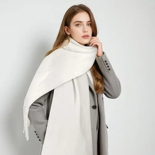 Women's Mohair Winter Scarf Pure Color, Warm Winter Scarf for Women and Men, Soft Luxurious CasModazoneere Feel Scarfs - 4