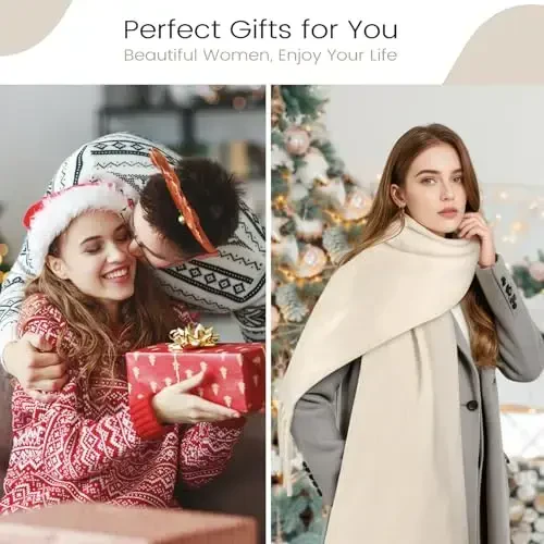 Women's Mohair Winter Scarf Pure Color, Warm Winter Scarf for Women and Men, Soft Luxurious CasModazoneere Feel Scarfs - 6