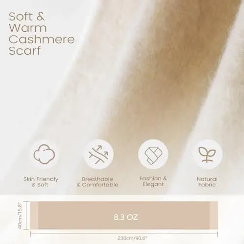 Women's Mohair Winter Scarf Pure Color, Warm Winter Scarf for Women and Men, Soft Luxurious CasModazoneere Feel Scarfs - 7